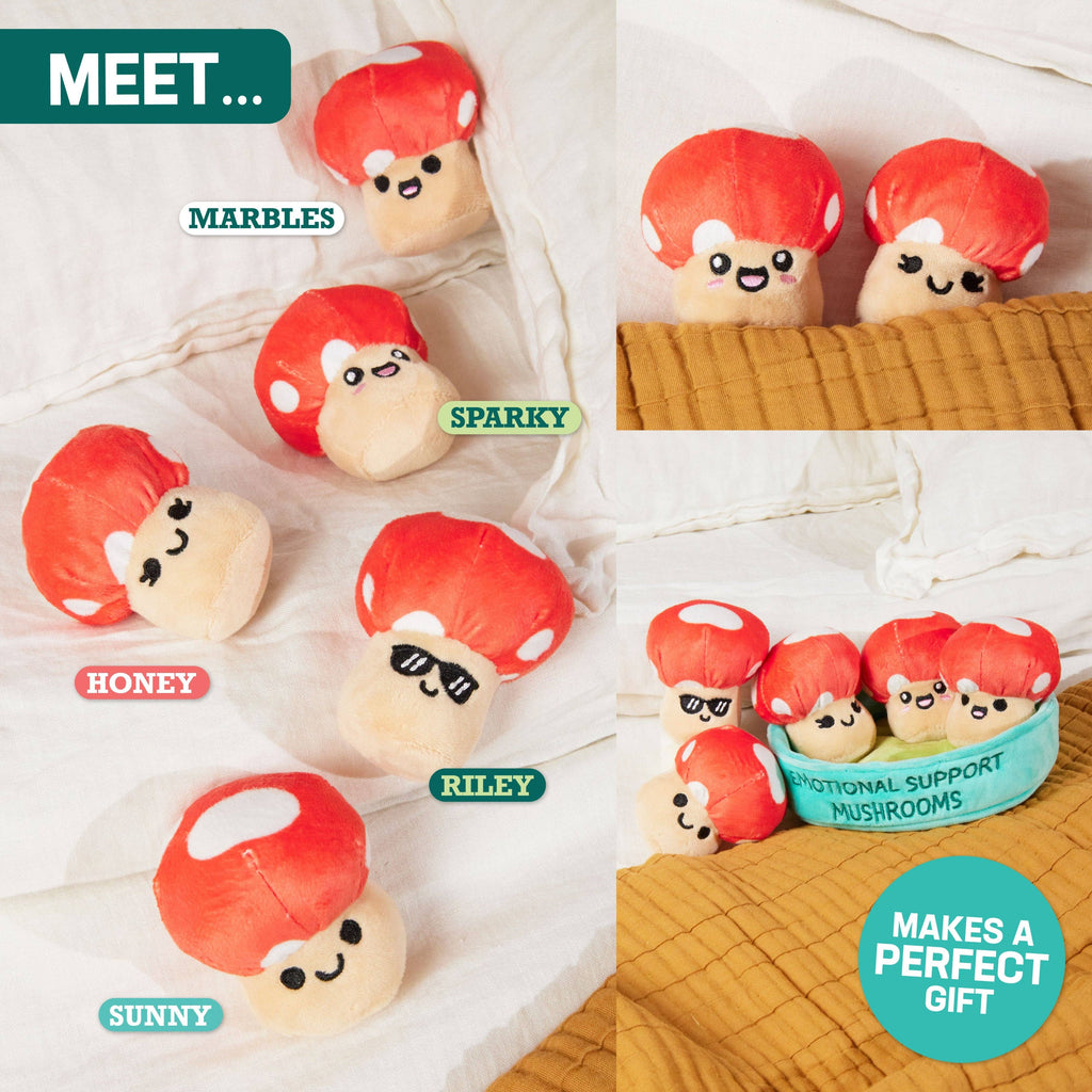 Emotional Support Mushrooms - Set of 5 Fungi Friends