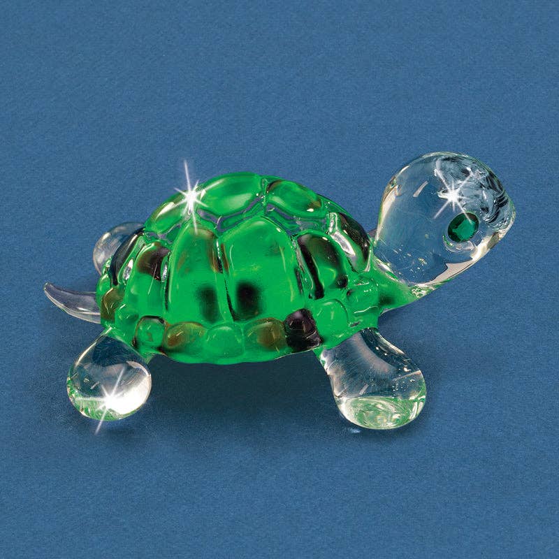 Green Turtle Glass Figurine