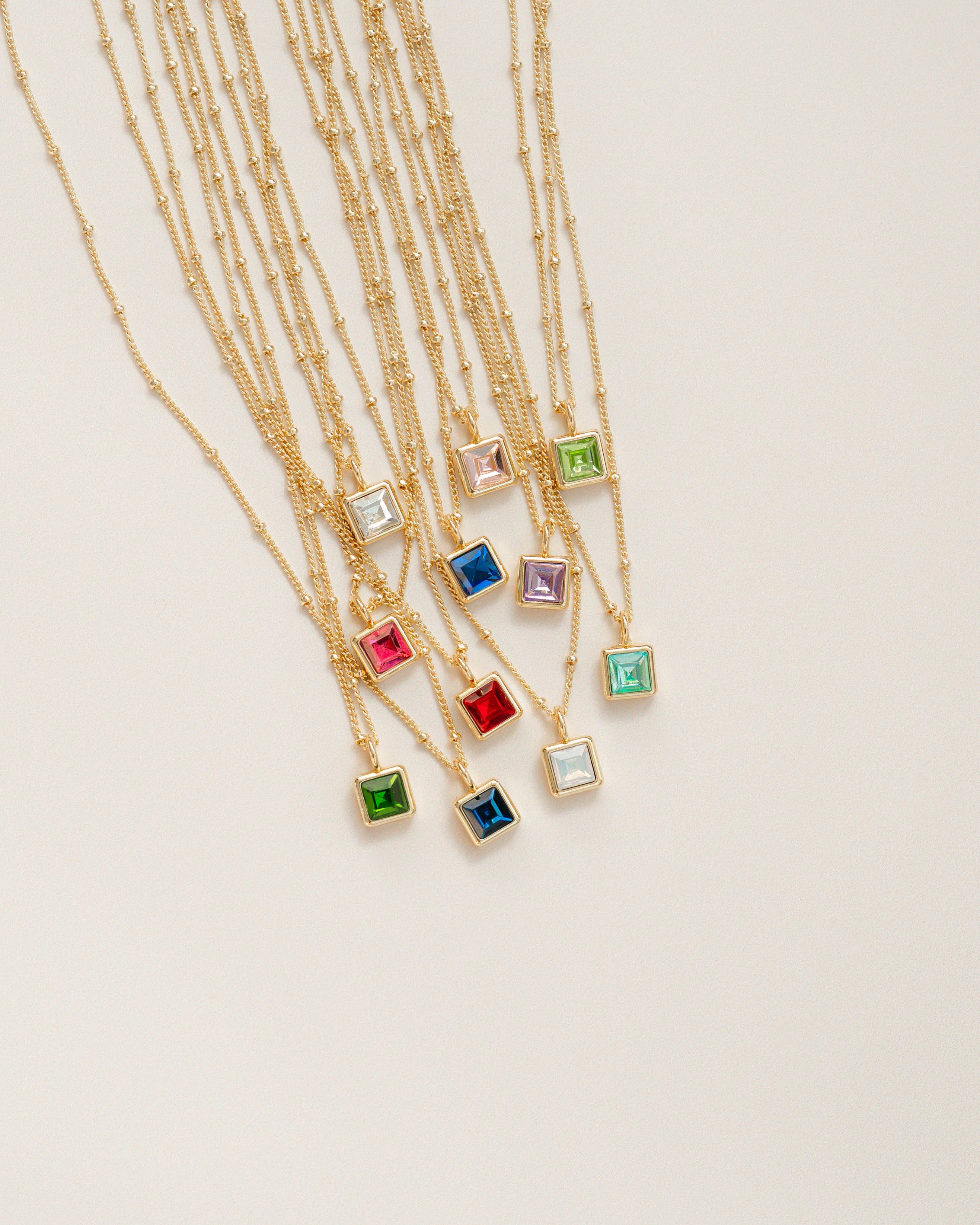 Birthstone Bottle Necklace - Gold - November/Topaz