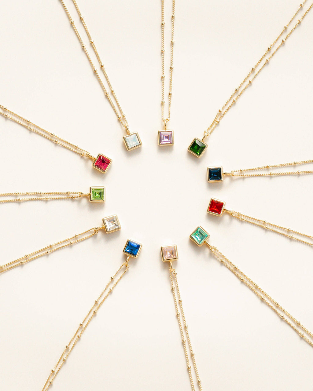 Birthstone Bottle Necklace - Gold - March/Aquamarine