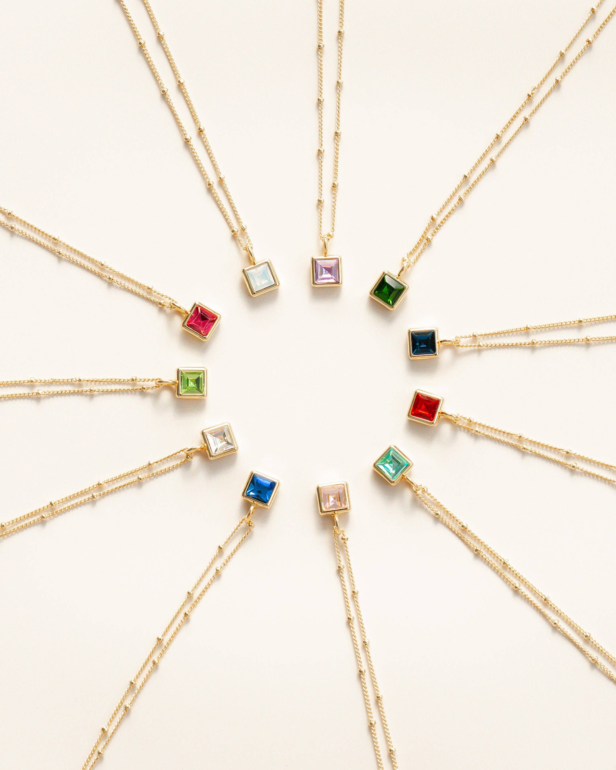 Birthstone Bottle Necklace - Gold - March/Aquamarine