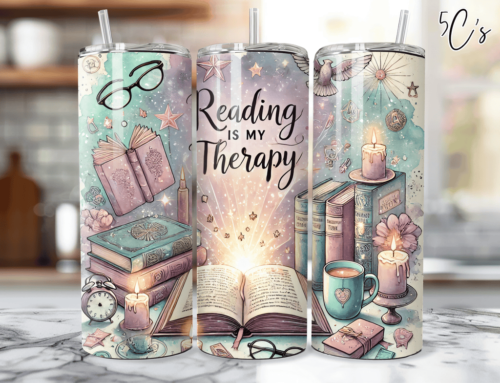 Reading is My Therapy Tumbler