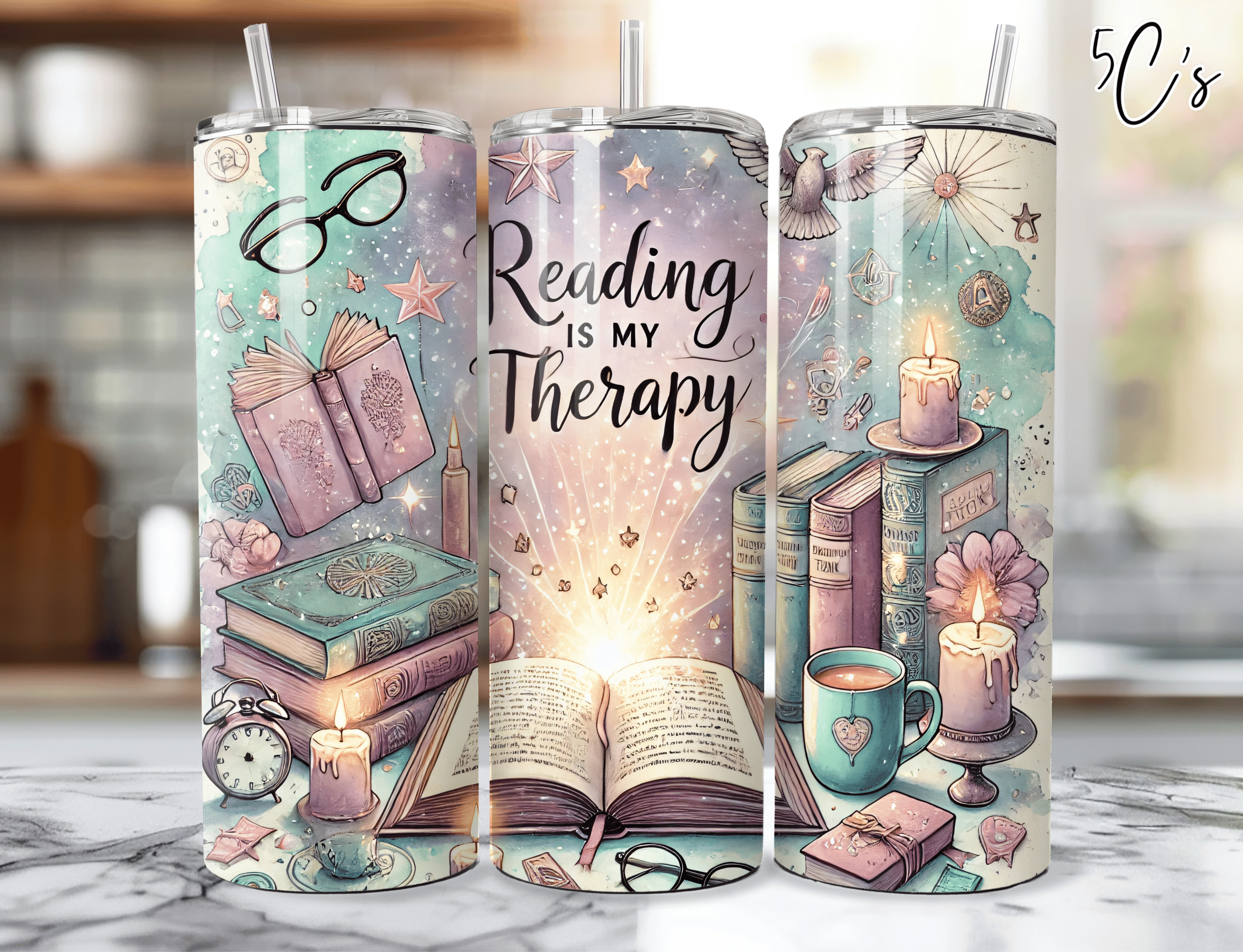 Reading is My Therapy Tumbler