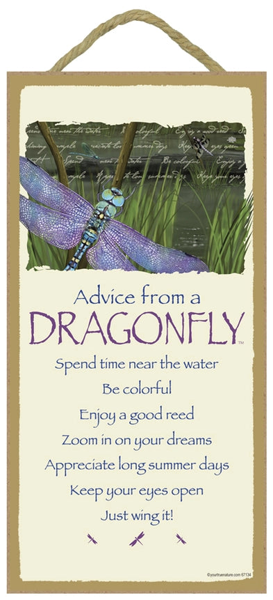 Advice from a Dragonfly Wood Sign