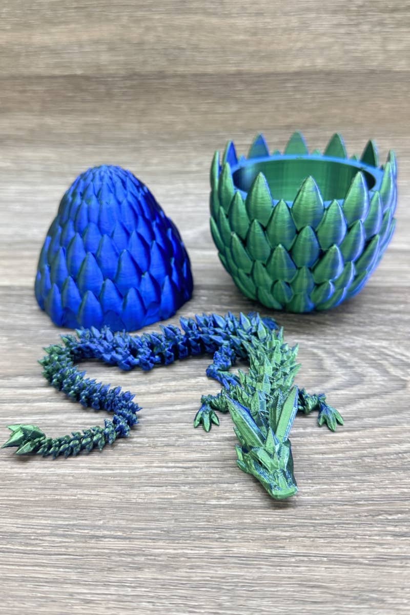 Blue/Green 3D Dragon with Egg
