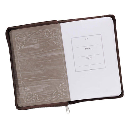 A Man's Heart Classic Faux Leather Zippered Journal in Brown