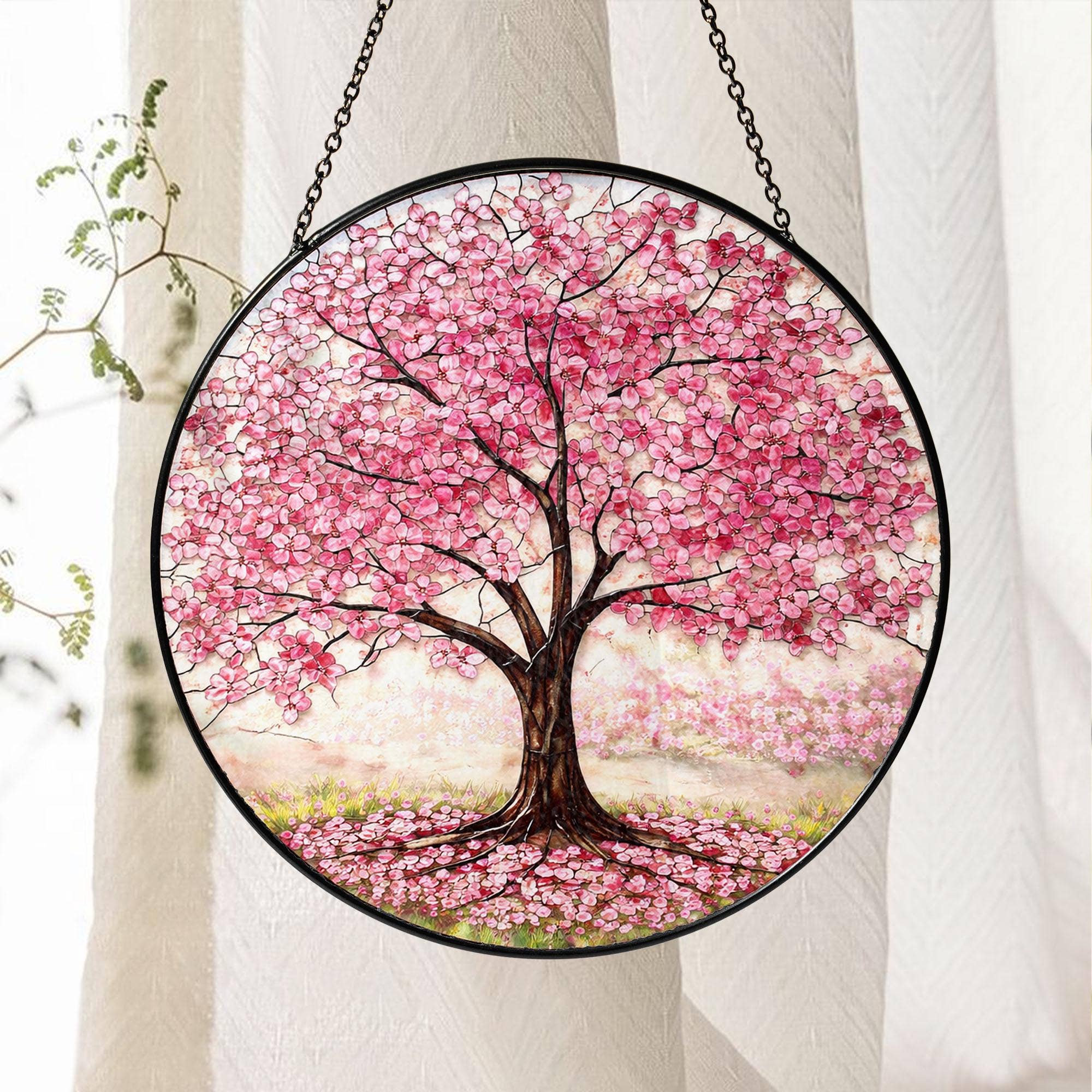Cherry Blossom Tree Stained Glass Suncatcher