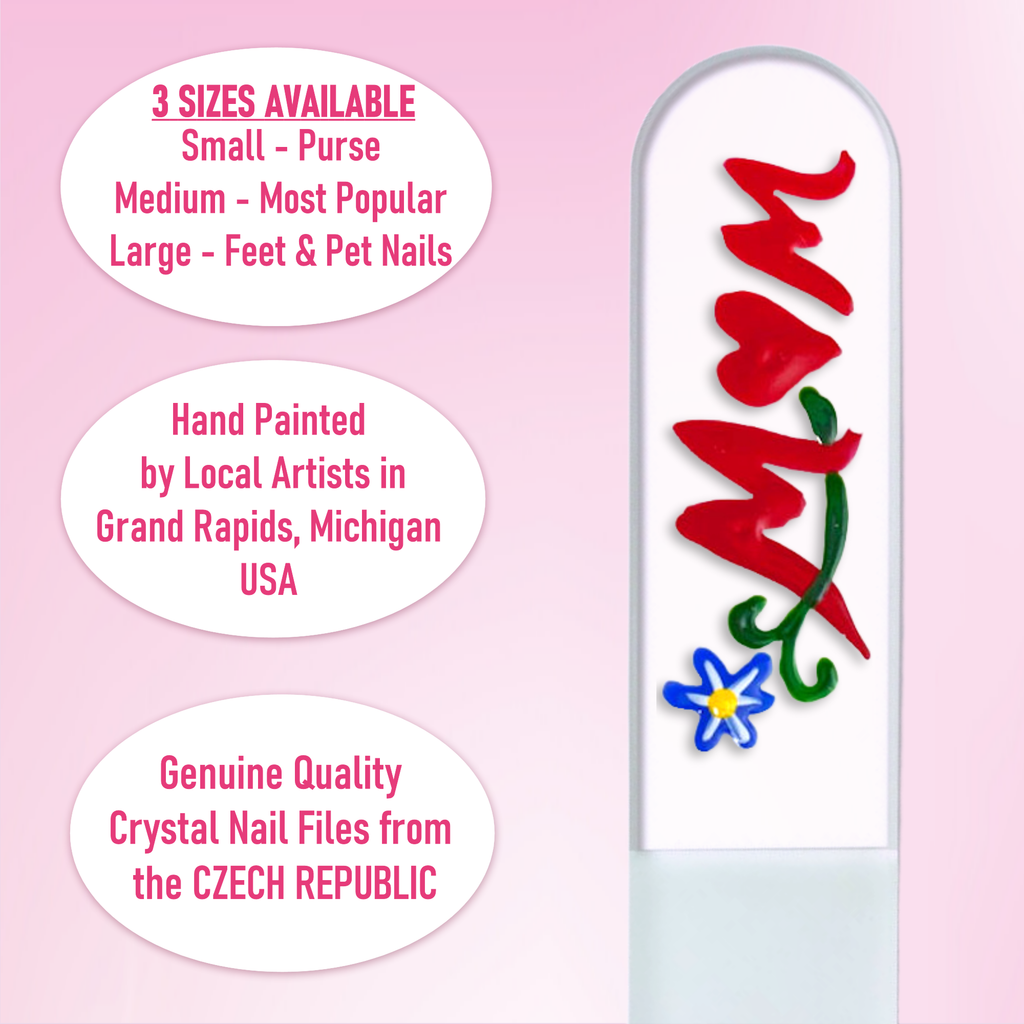 Mom Flowers Mother's Day Gift Hand Painted Crystal Nail File: Medium