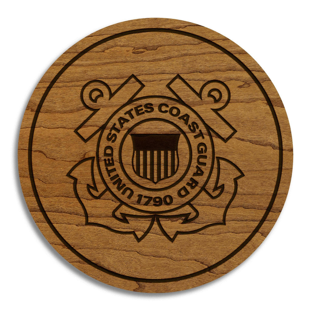 United States Coast Guard Coaster  - Cherry Wood