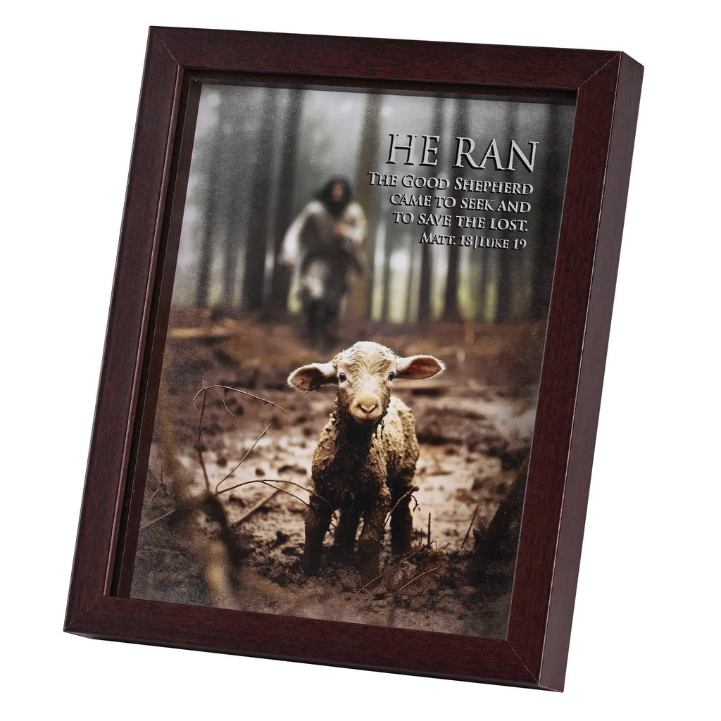 Framed Art Lamb He Ran Matt 18:12-14