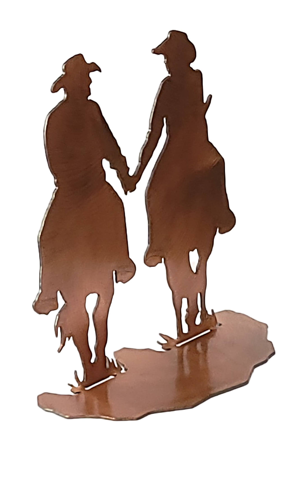Cowboy Cowgirl Horse Holding Hands Table Topper Sculpture : Small