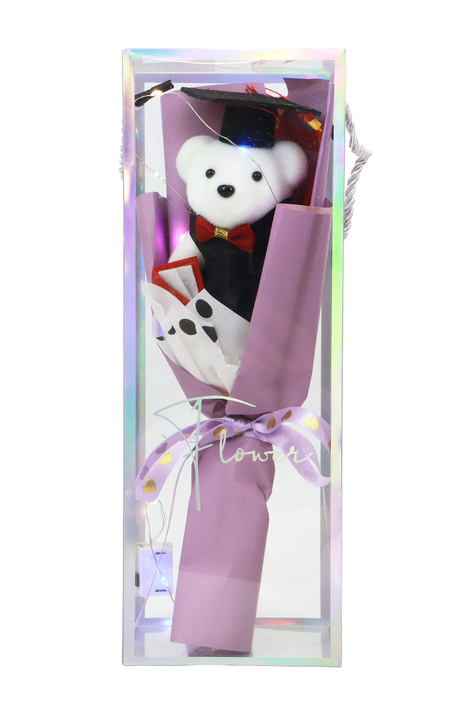 Graduation Regalia Teddy Bear Bouquet LED Gift Box