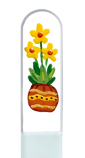 Sunfire Potted Yellow Flowers Hand Painted Crystal Nail File: Large