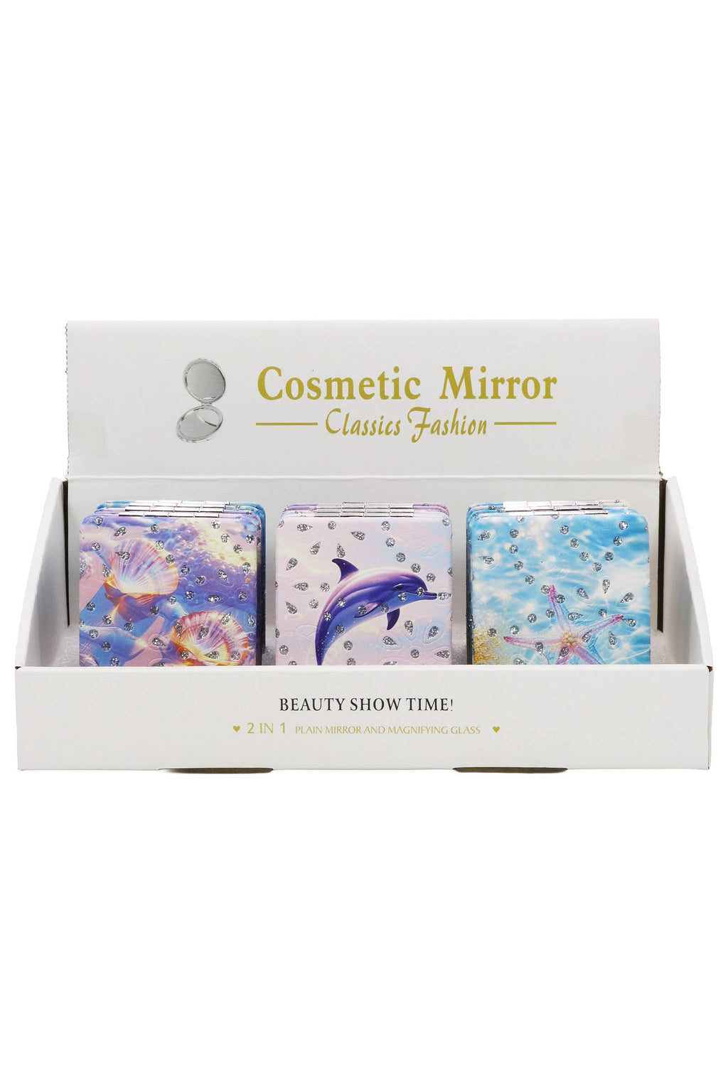 Marine Life Glitter Rectangular Compact Mirror