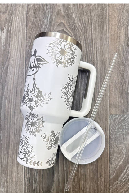 Highland Cow White Tumbler (Light Graphics)