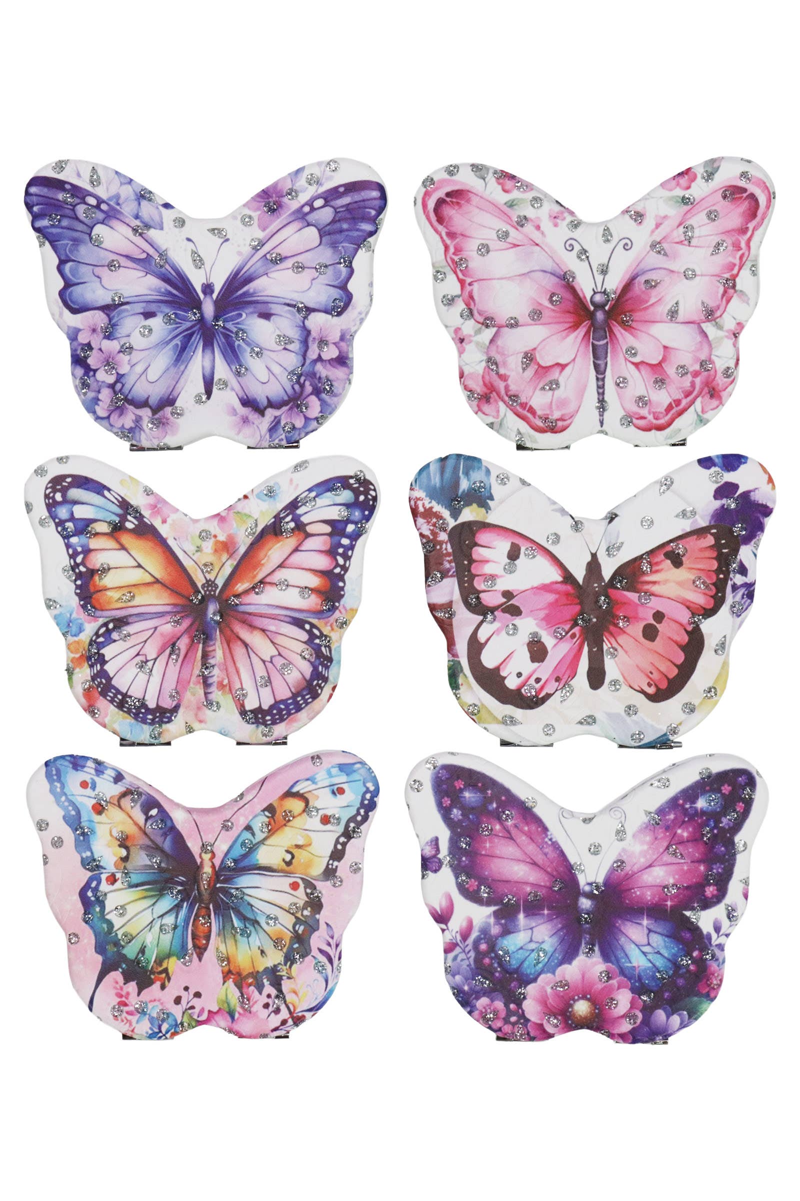 Butterfly Floral Cosmetic Compact Mirror