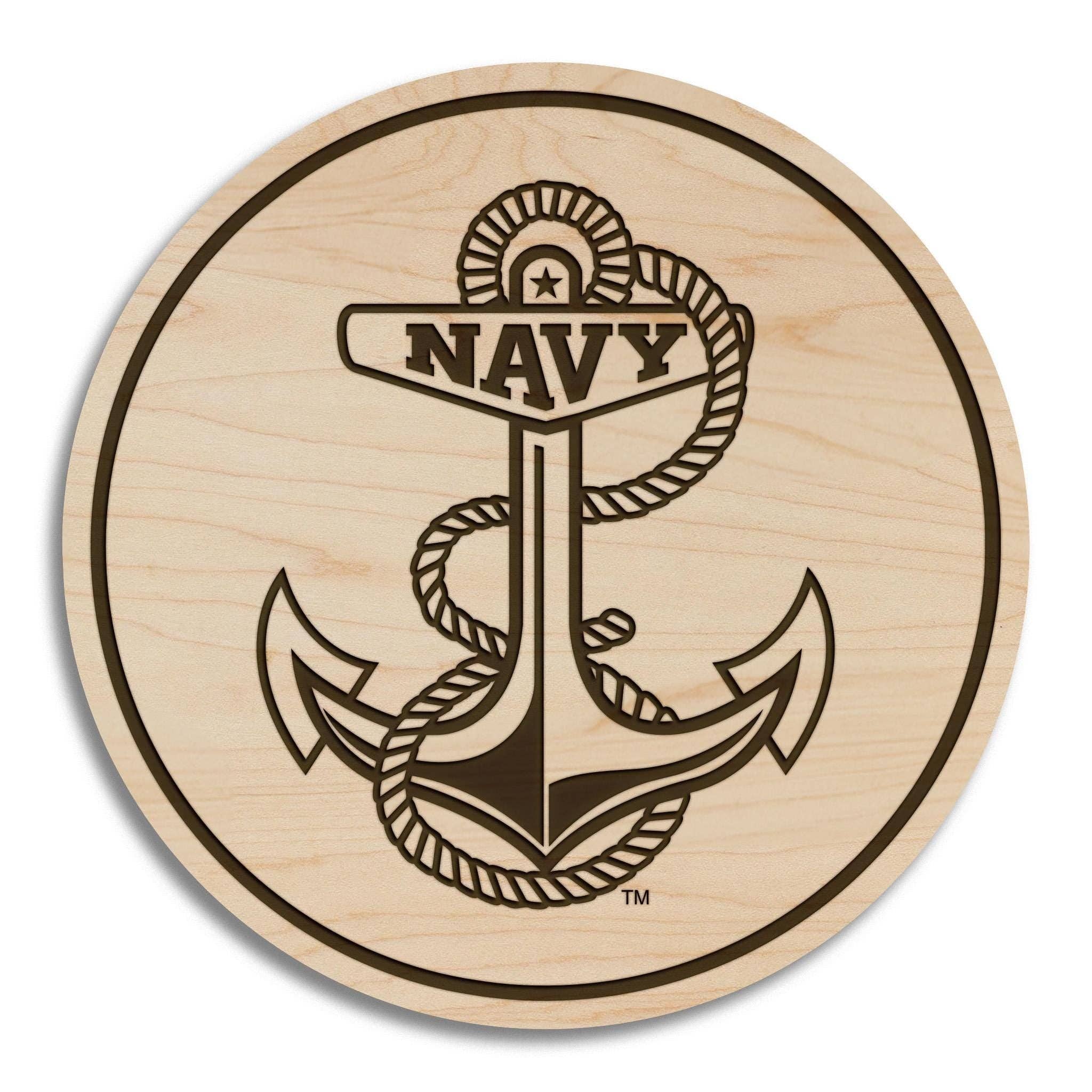 United States Naval Academy Anchor Coaster – Cherry Wood