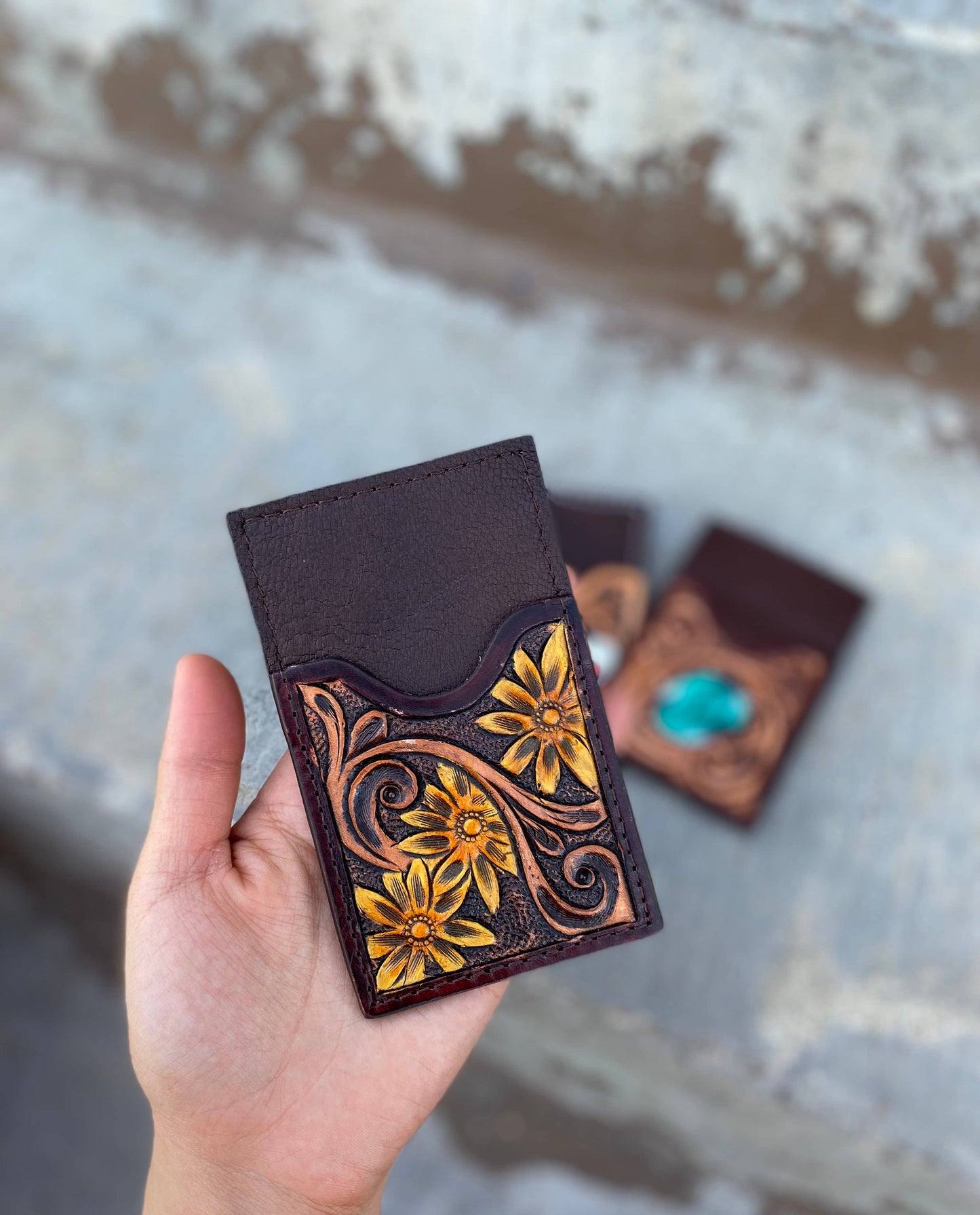 Daisy Leather Credit Card Wallet  