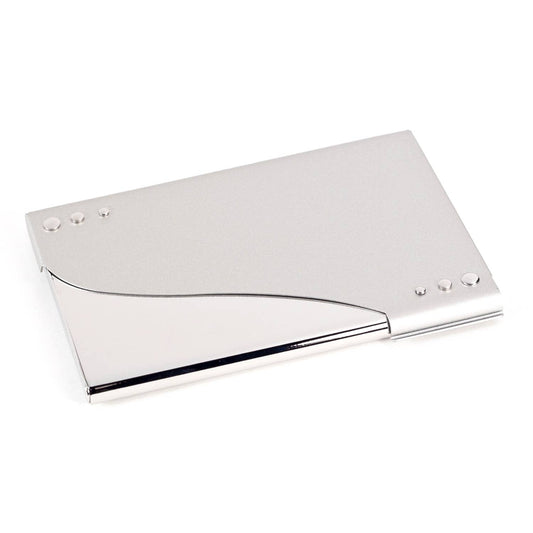 Silver Plated Business Card Case with Satin Trim