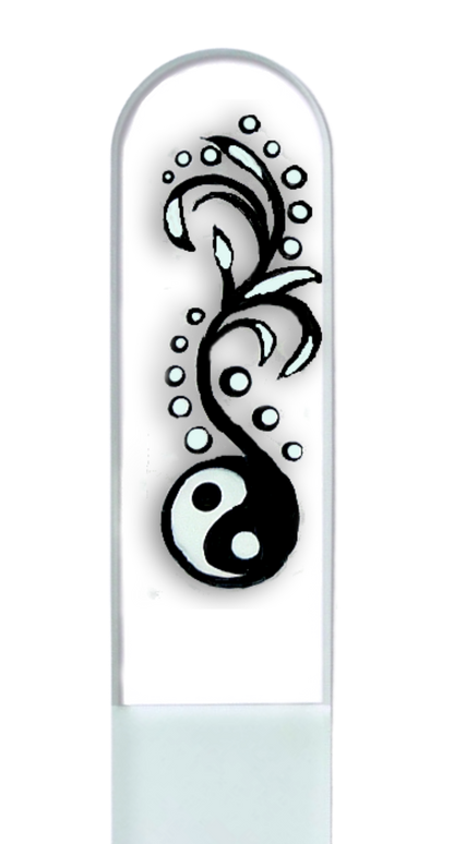 Yin Yang Chinese Balance Hand Painted Crystal Nail File: Medium