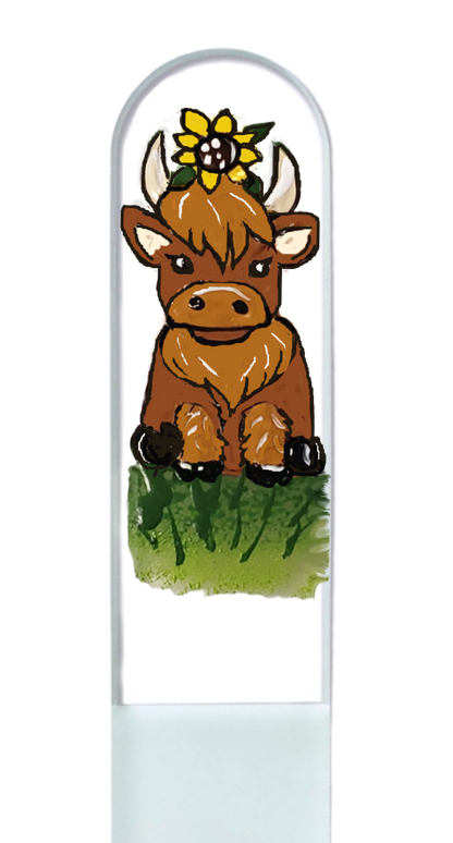 Highland Cow Sunflower Farm Hand Painted Crystal Nail File: Small
