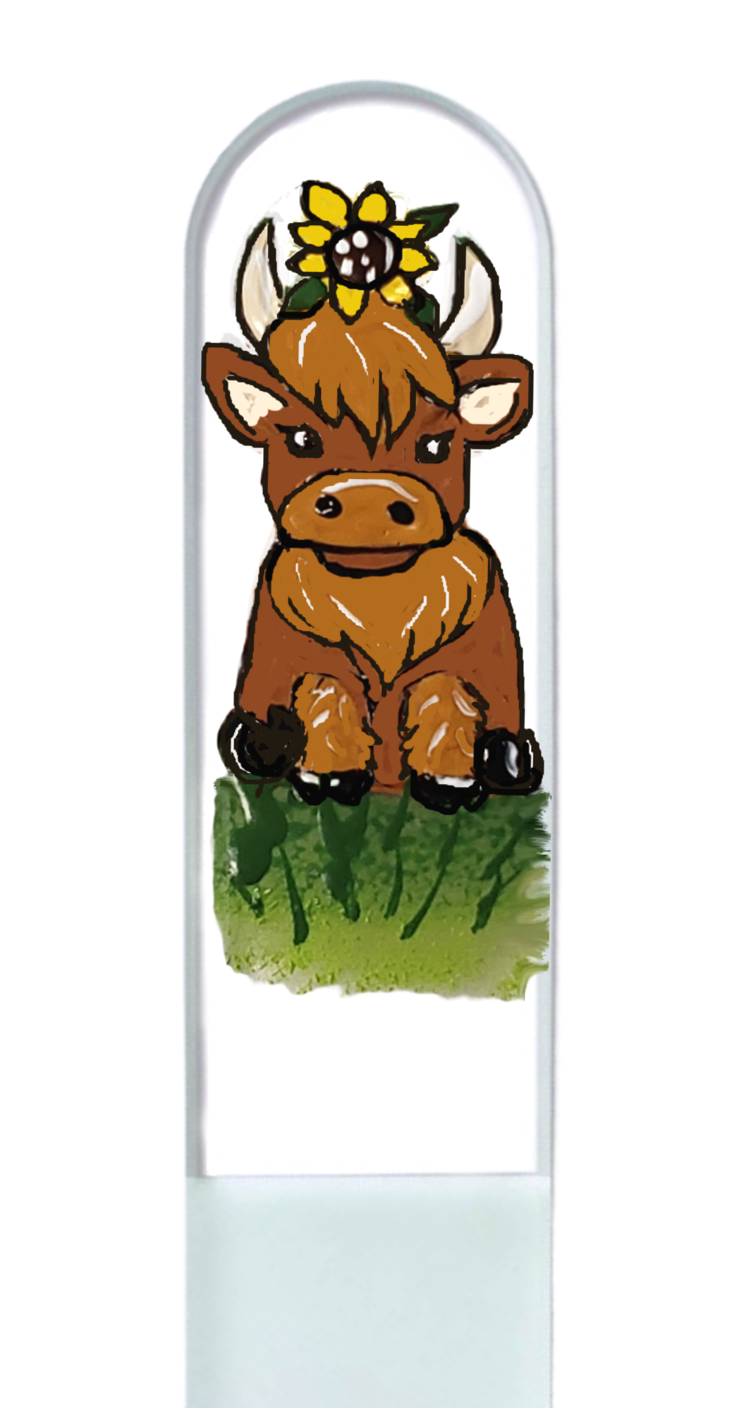 Highland Cow Sunflower Farm Hand Painted Crystal Nail File: Medium