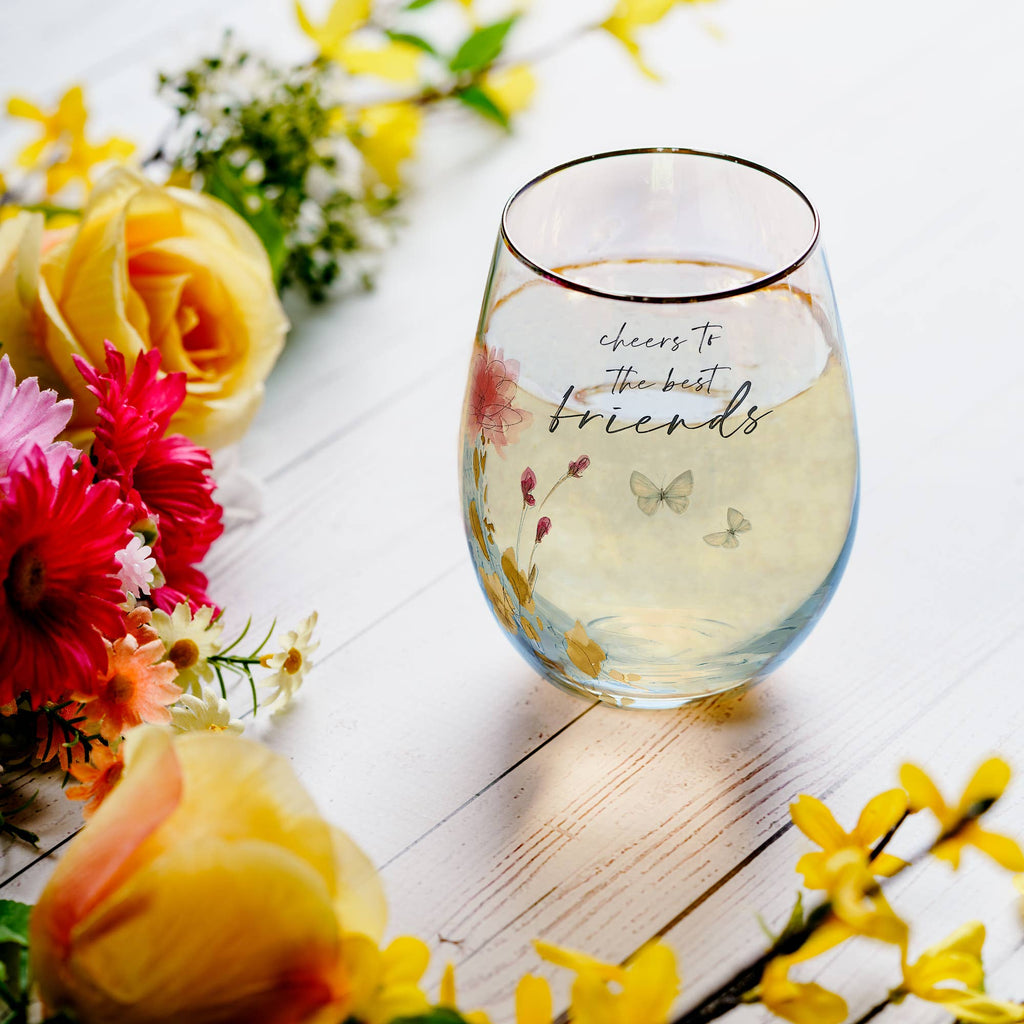 Cheers To the Best Friends Stemless Wine Glass