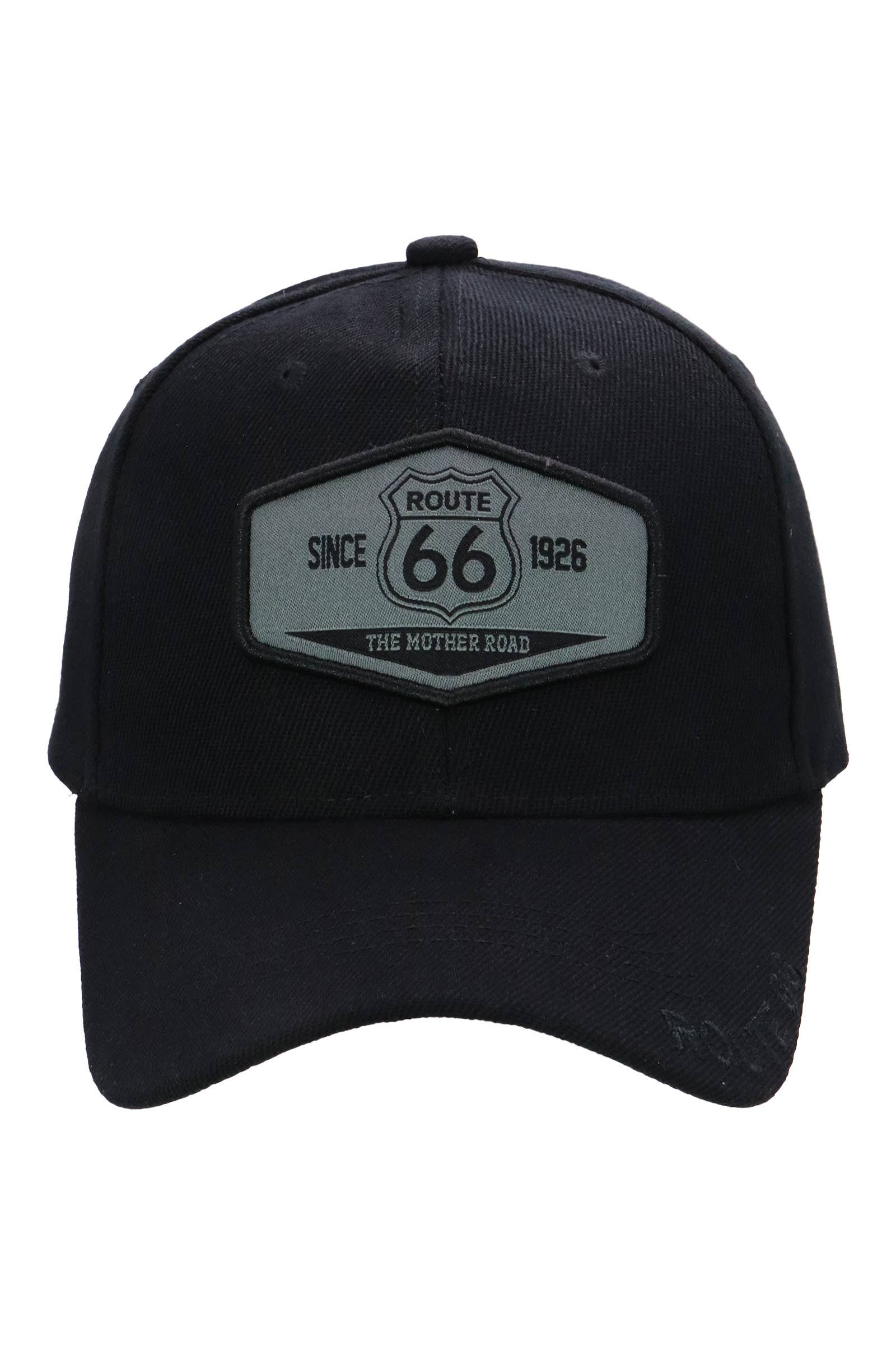 Historic Route 66 Emblem Velcro Black /Gray Baseball Cap