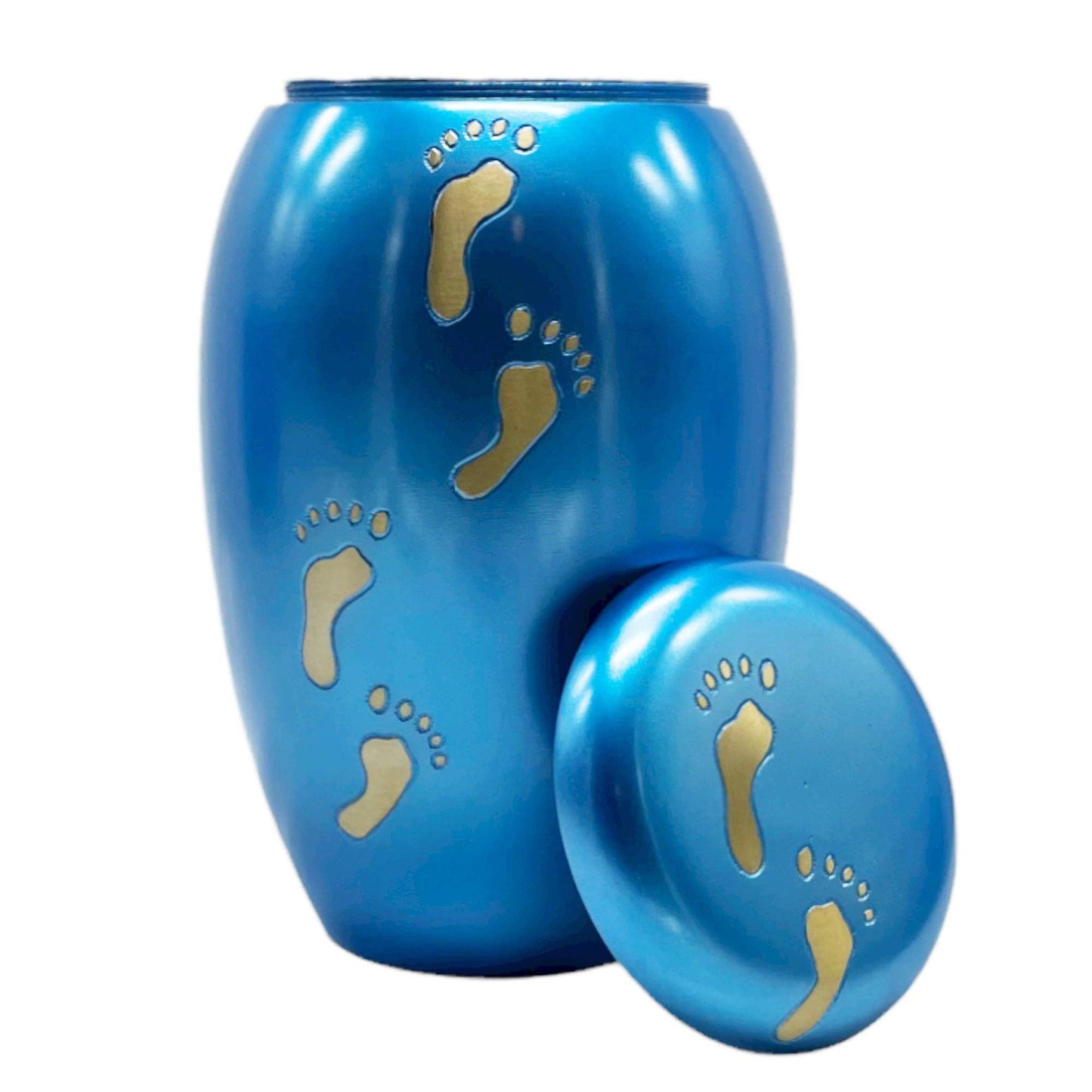 Blue Aluminum Metal Memorial Funeral Cremation Urn