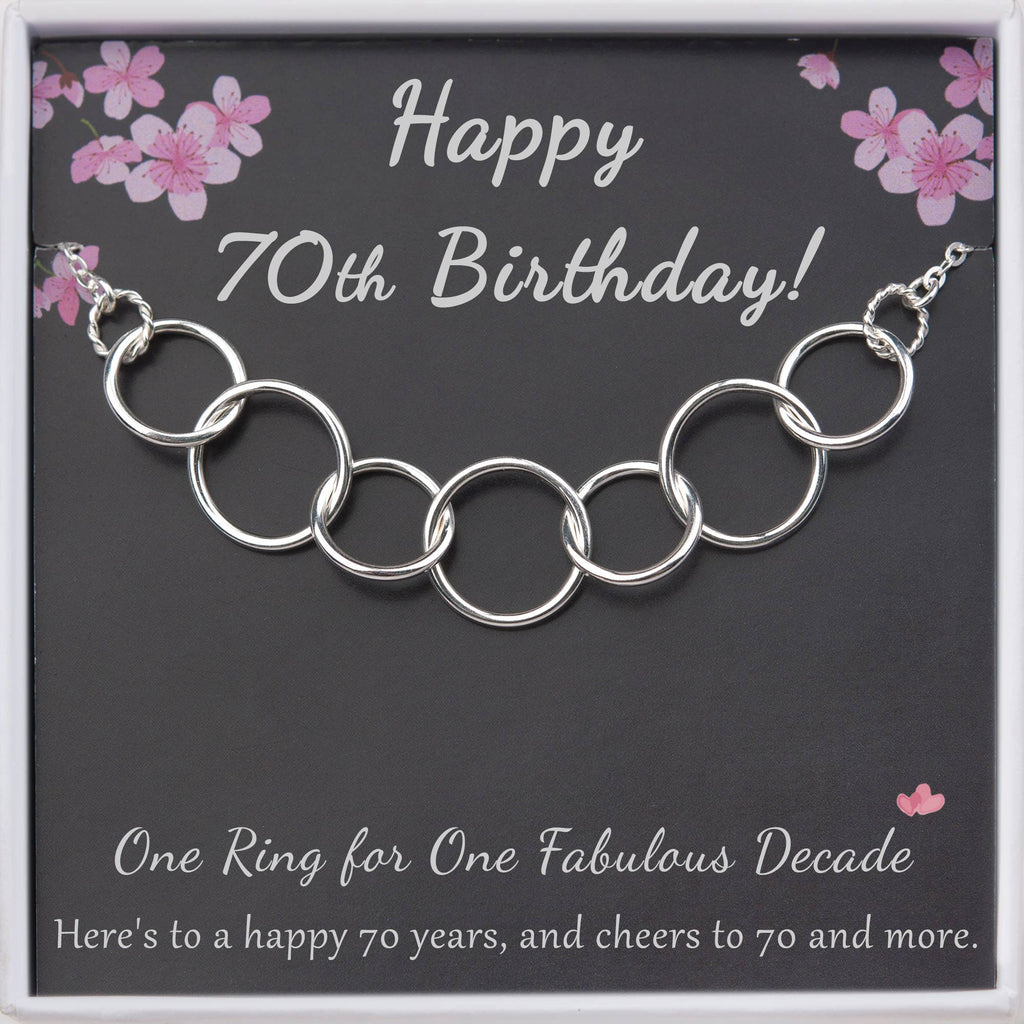 Happy 70th Birthday Sterling Silver Necklace Jewelry Set