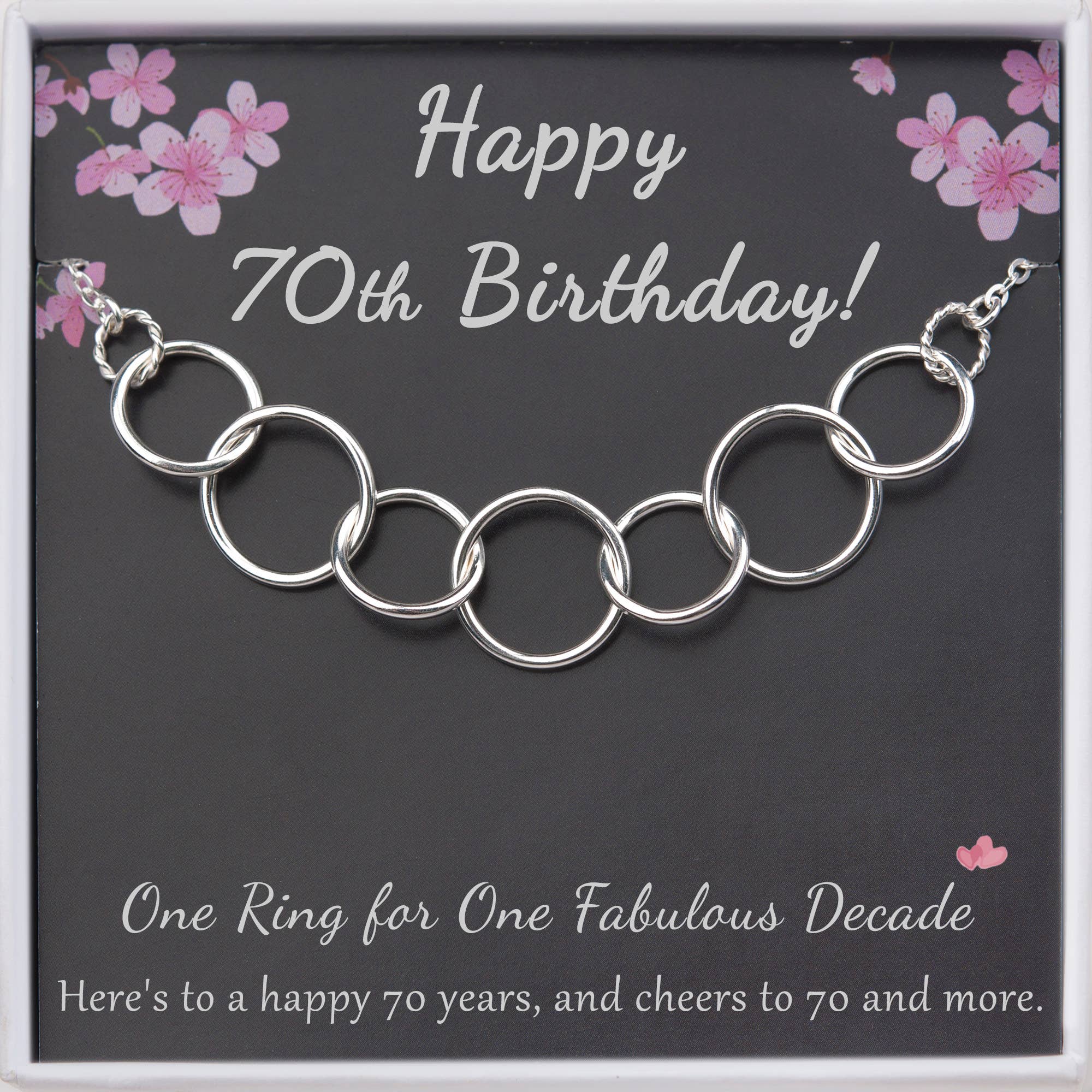 Happy 70th Birthday Sterling Silver Necklace Jewelry Set