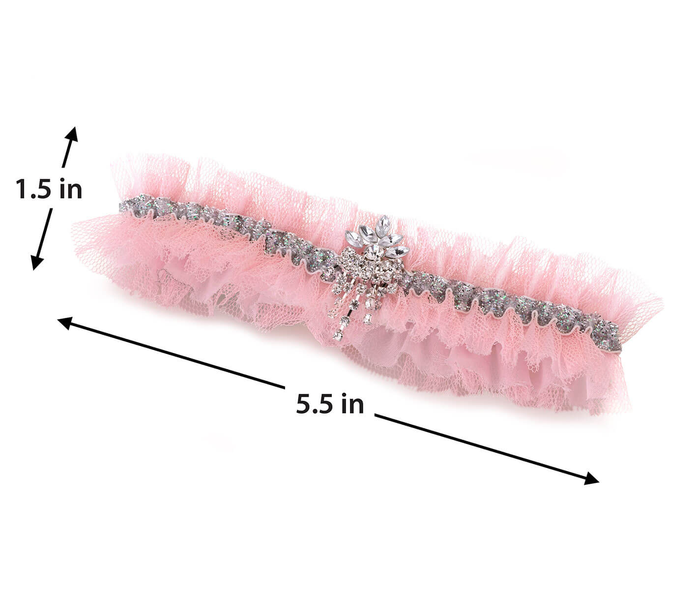 Glamorous Blush Rhinestone Tulle Garter