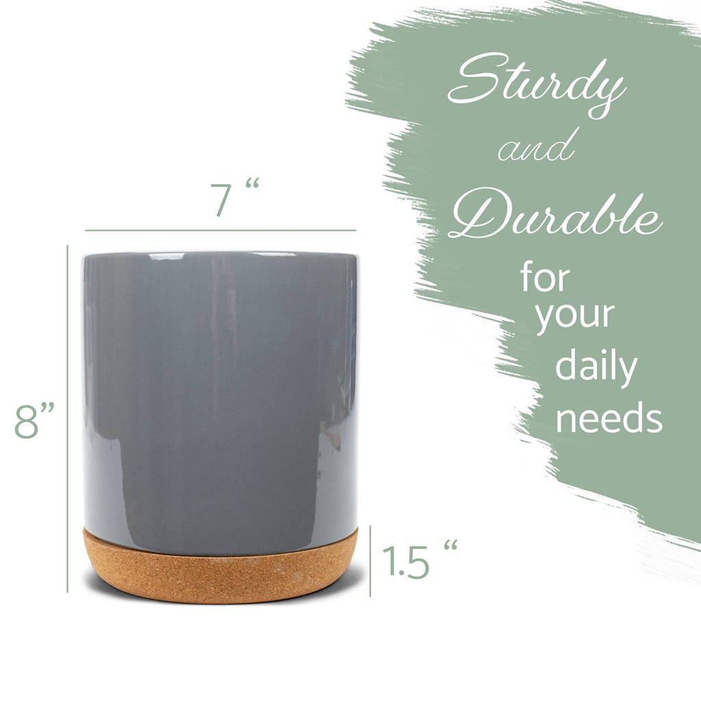 Utensil Crock Gray Stoneware