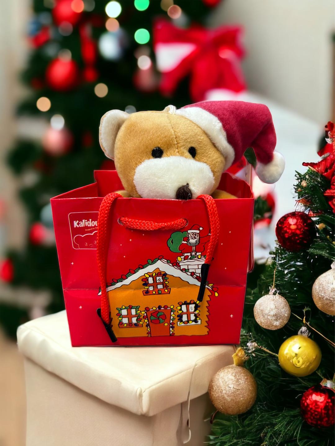 Mini Bear Plush Hanging Ornament in Cute Christmas Bag