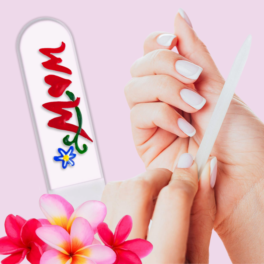 Mom Flowers Mother's Day Gift Hand Painted Crystal Nail File: Small