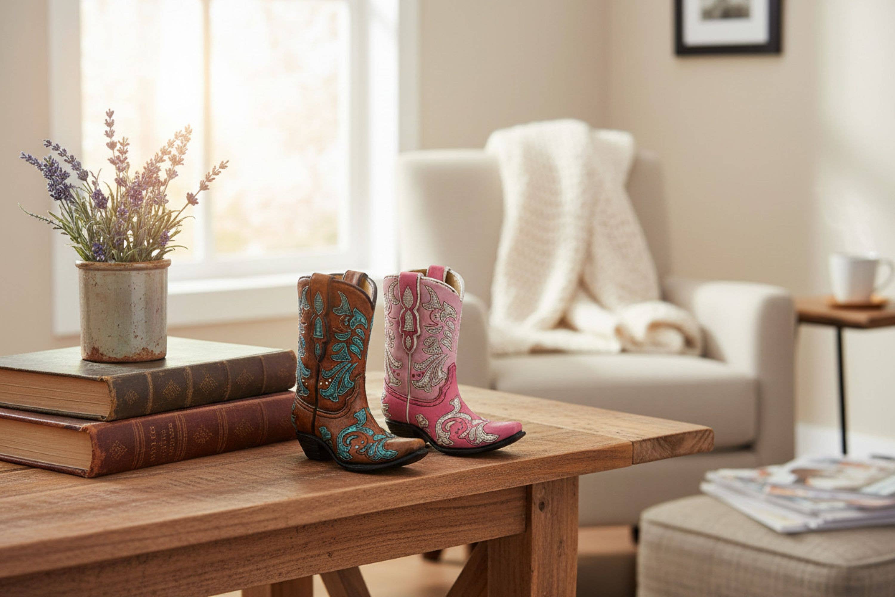 Western Rustic Cowboy Boot Freestanding Set