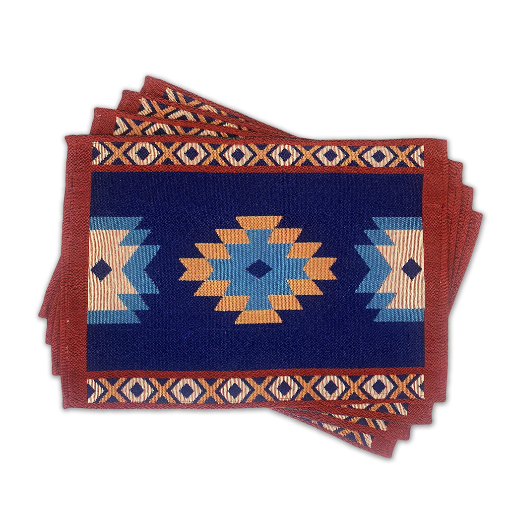 Aztec Placemat Blue and Red