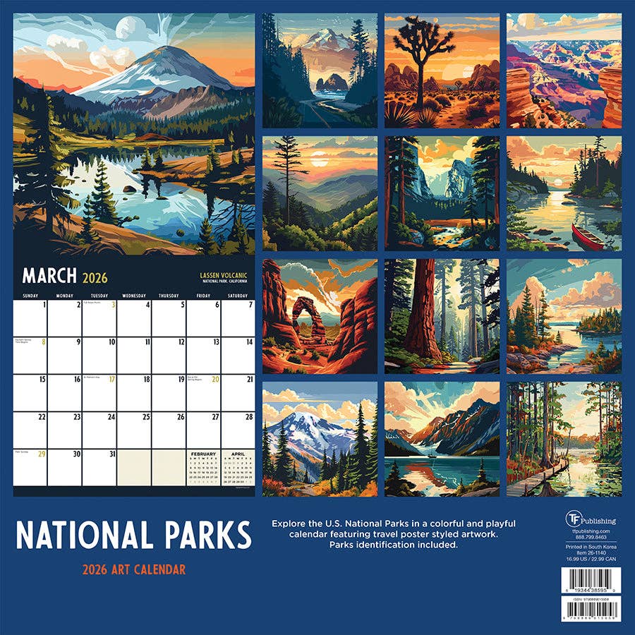2026 National Parks-Art Wall Calendar