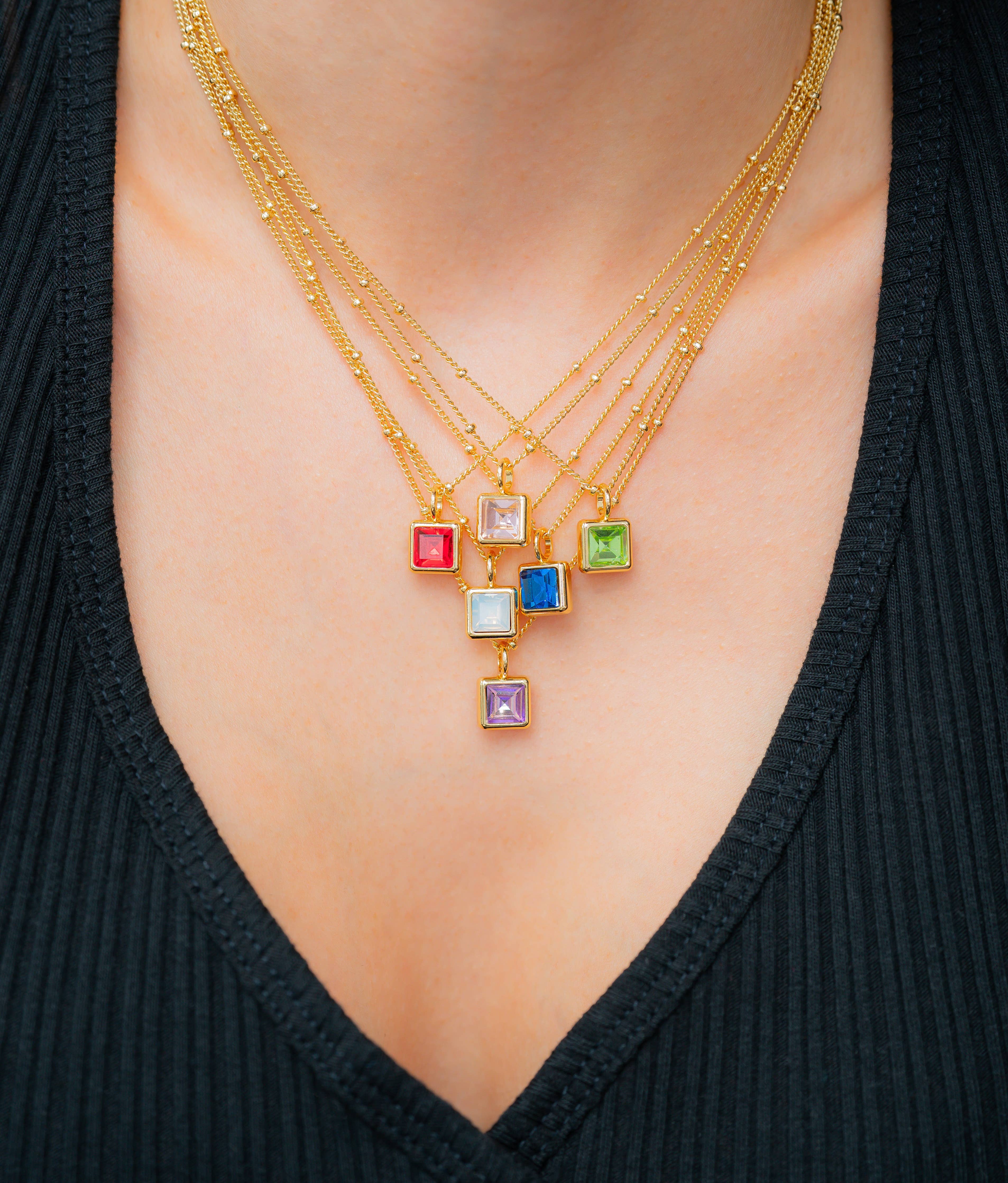 Birthstone Bottle Necklace - Gold - November/Topaz