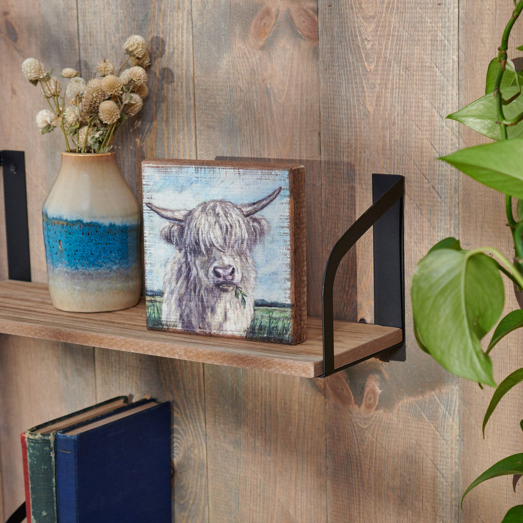 Highland Cow Block Sign