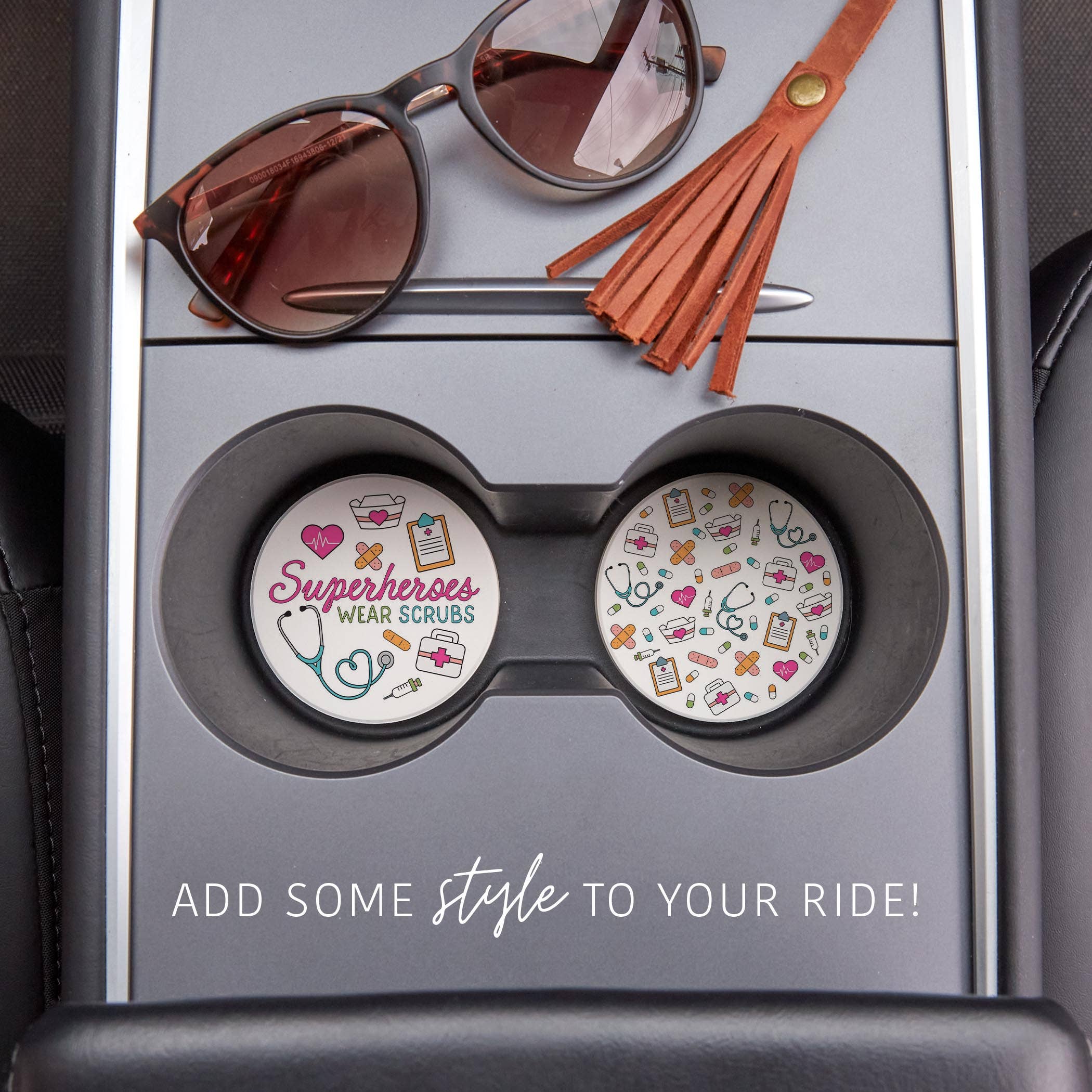 Superheroes Wear Scrubs Car Coasters