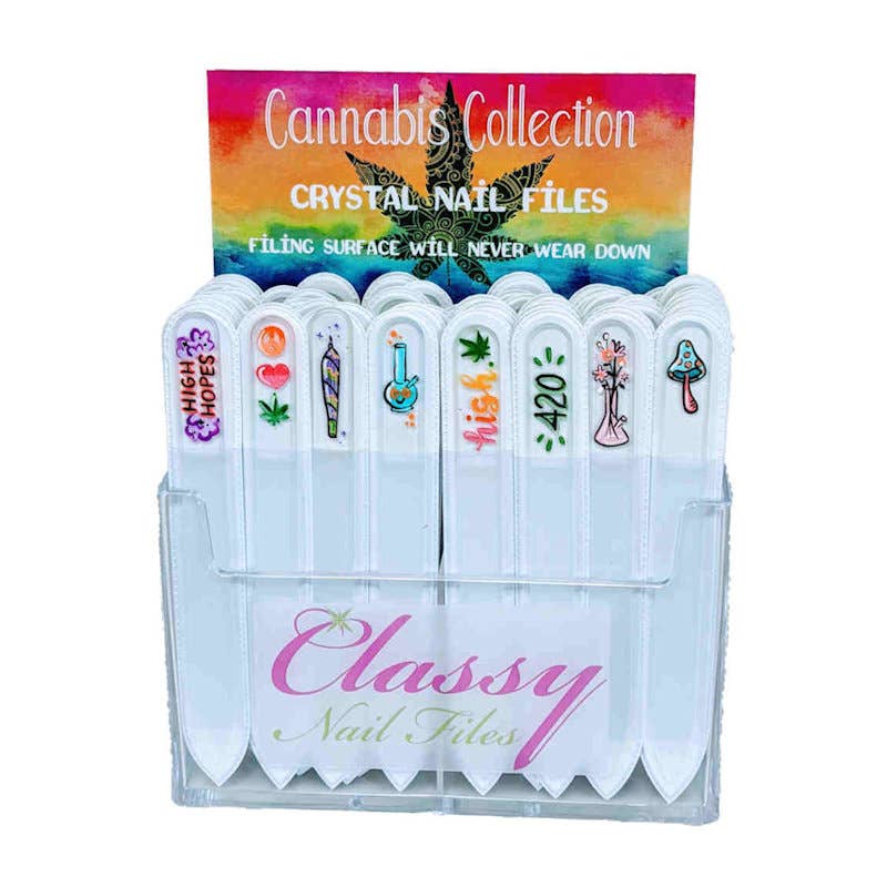 Plant Mom Cannabis Hand Painted Crystal Nail File: Medium