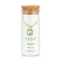 Birthstone Bottle Necklace - Gold - March/Aquamarine