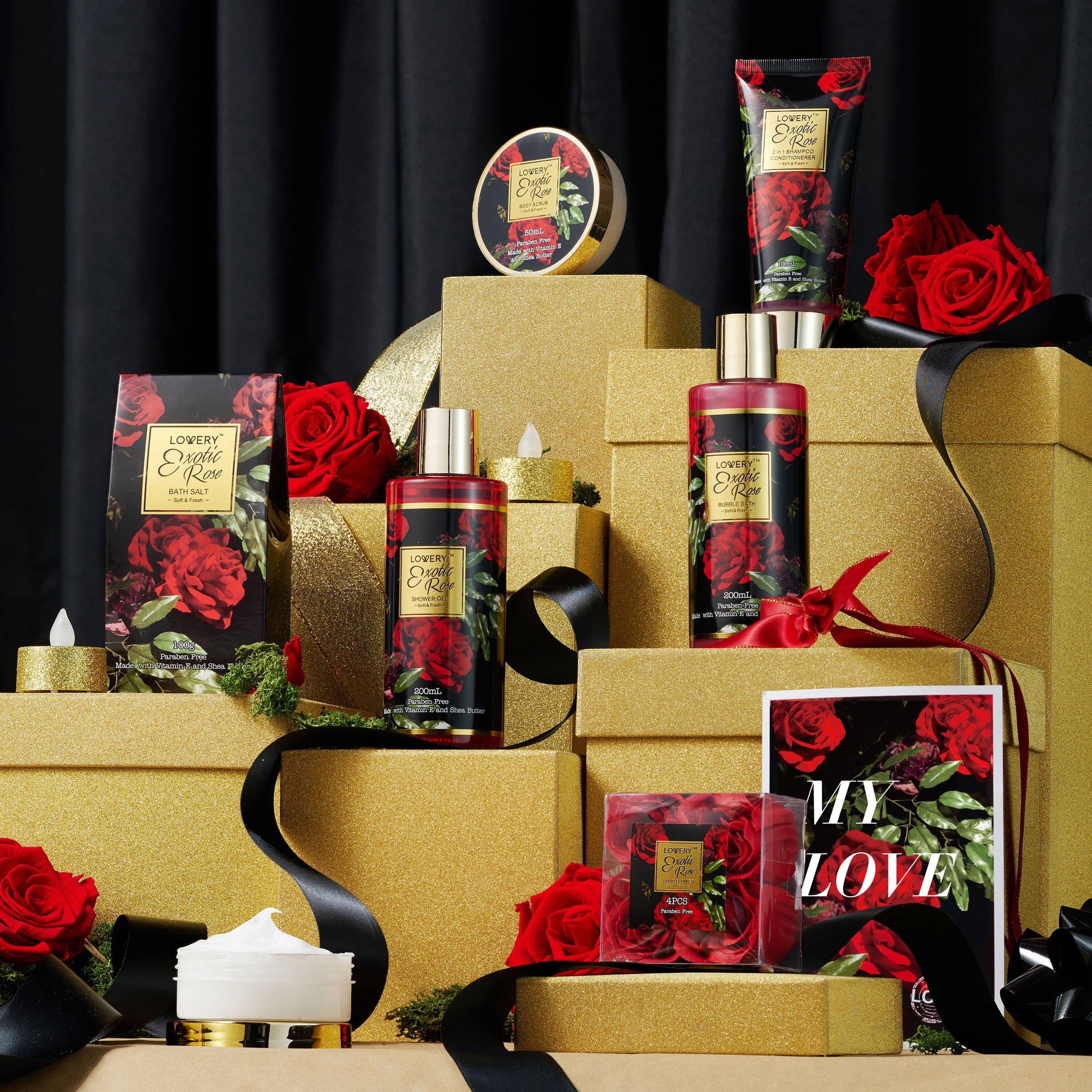 Exotic Rose Bath and Body Gift Basket