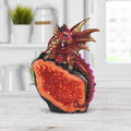 4"H Red Volcano Dragon Guarding Faux Crystal Figurine