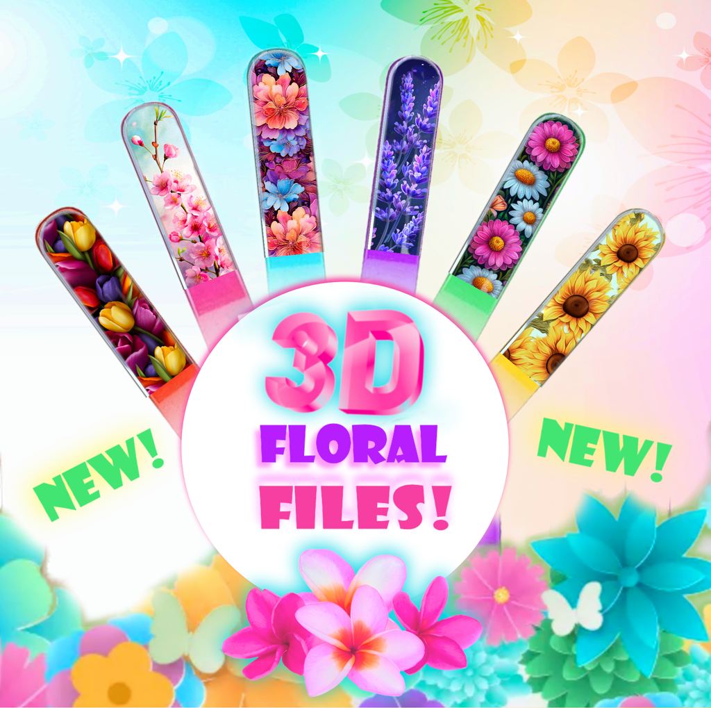 Yellow Sunflowers 3D Colored Czech Crystal Nail File : Medium