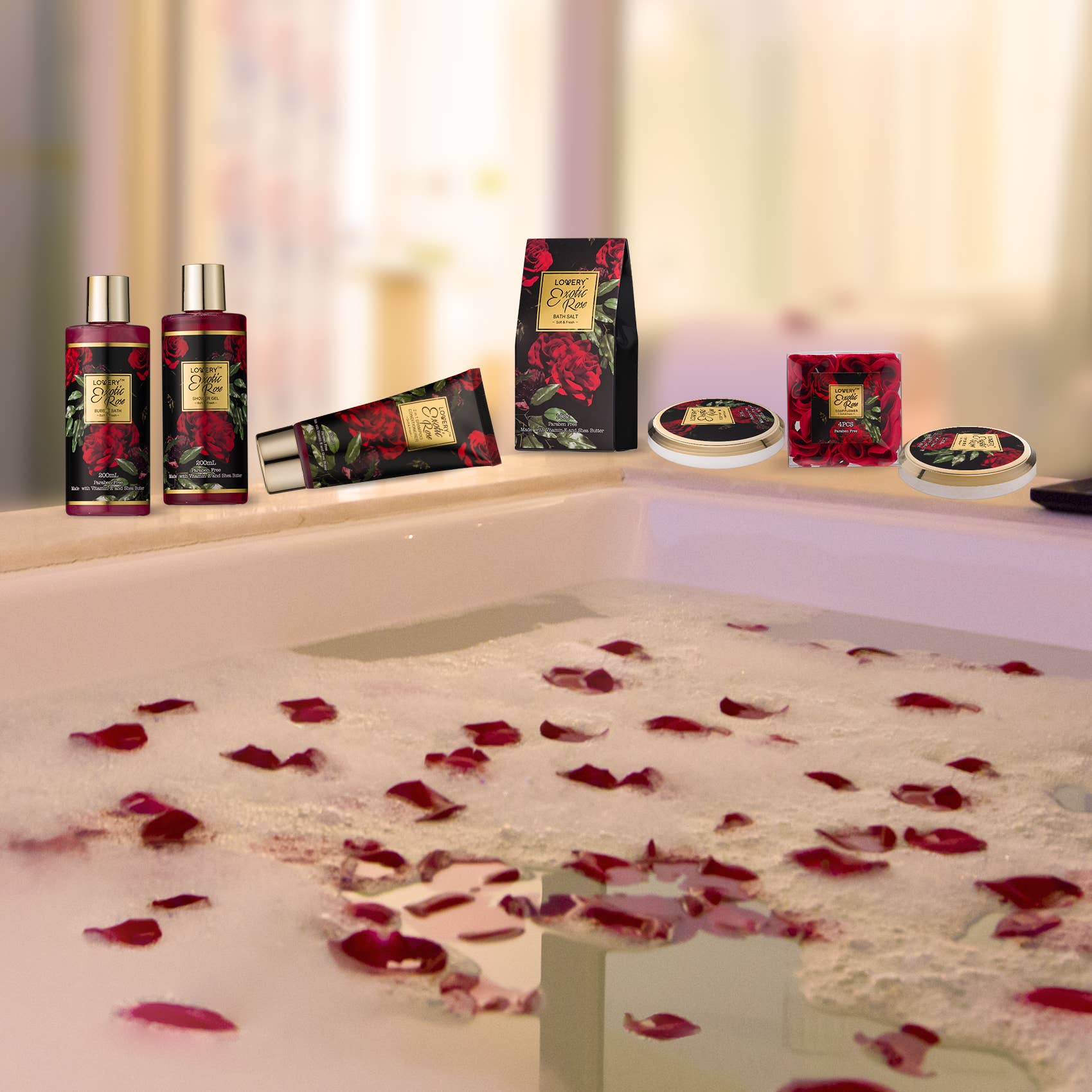 Exotic Rose Bath and Body Gift Basket