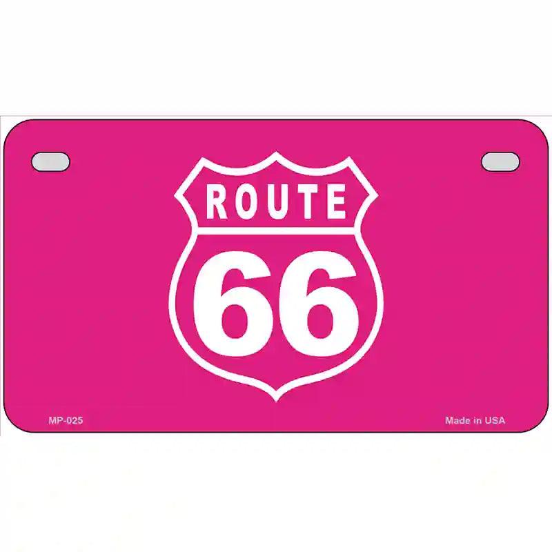 US Route 66 Pink Novelty Metal License Plate