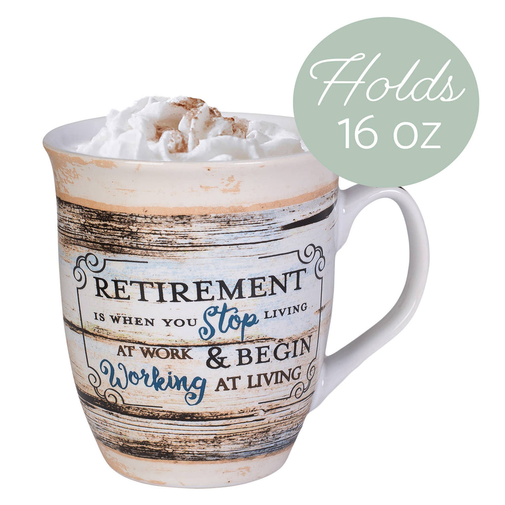 Retirement Distressed-Wood Design 16 Oz Ceramic Coffee Mug
