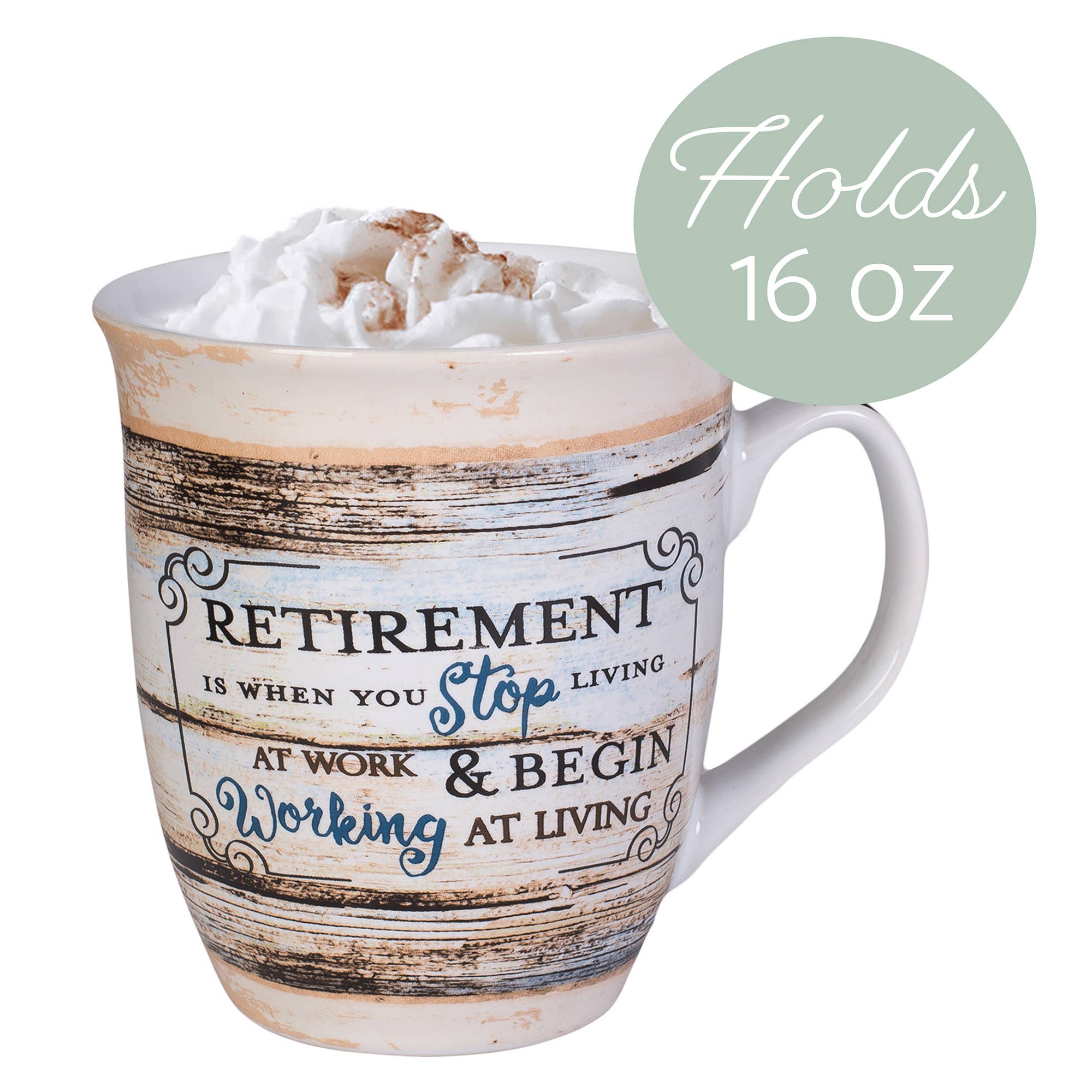 Retirement Distressed-Wood Design 16 Oz Ceramic Coffee Mug